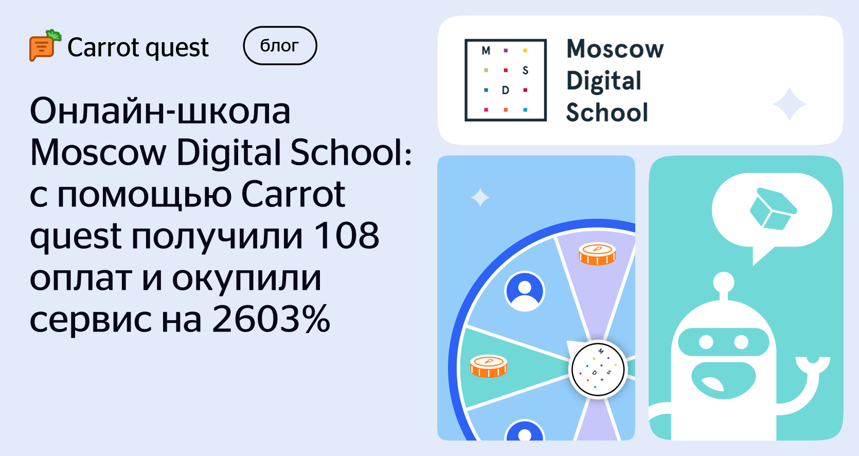 Moscow Digital School получили 108 оплат с Carrot quest