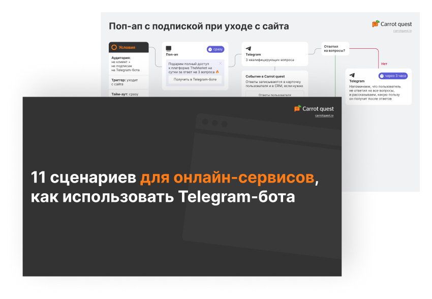 Скачайте карту «11 сценариев, как использовать Telegram-бота для онлайн-сервисов»